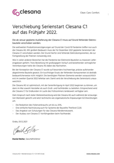 Clesana-Pressrelease-Lieferung-Cover